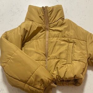 Women’s Cropped Mustard Puffer Jacket
